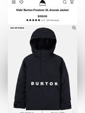 Kids' Burton Frostner 2L Anorak Jacket- Black